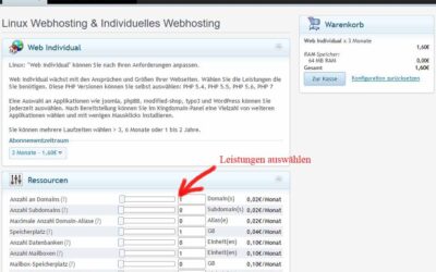 Hosting Angebot nach Bedarf bestellen